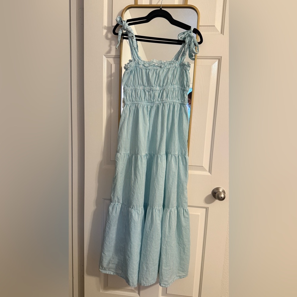 Topshop Aqua and White Striped Dress